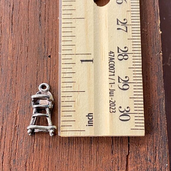 Vintage 925 Sterling Silver Baby Infant High Chair 3D Pendant Bracelet Charm - Picture 4 of 4